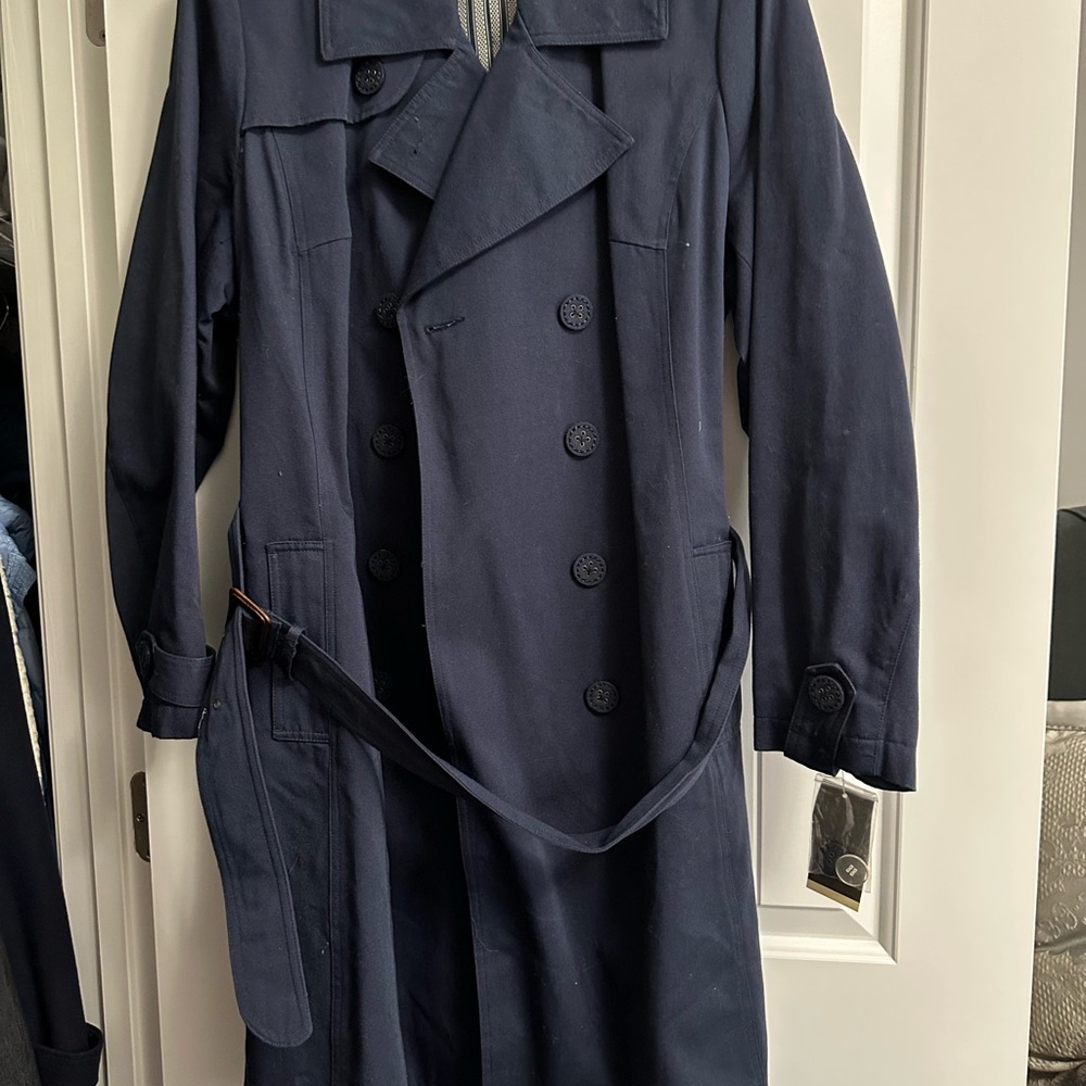 Classic Navy Trench Coat with Belt